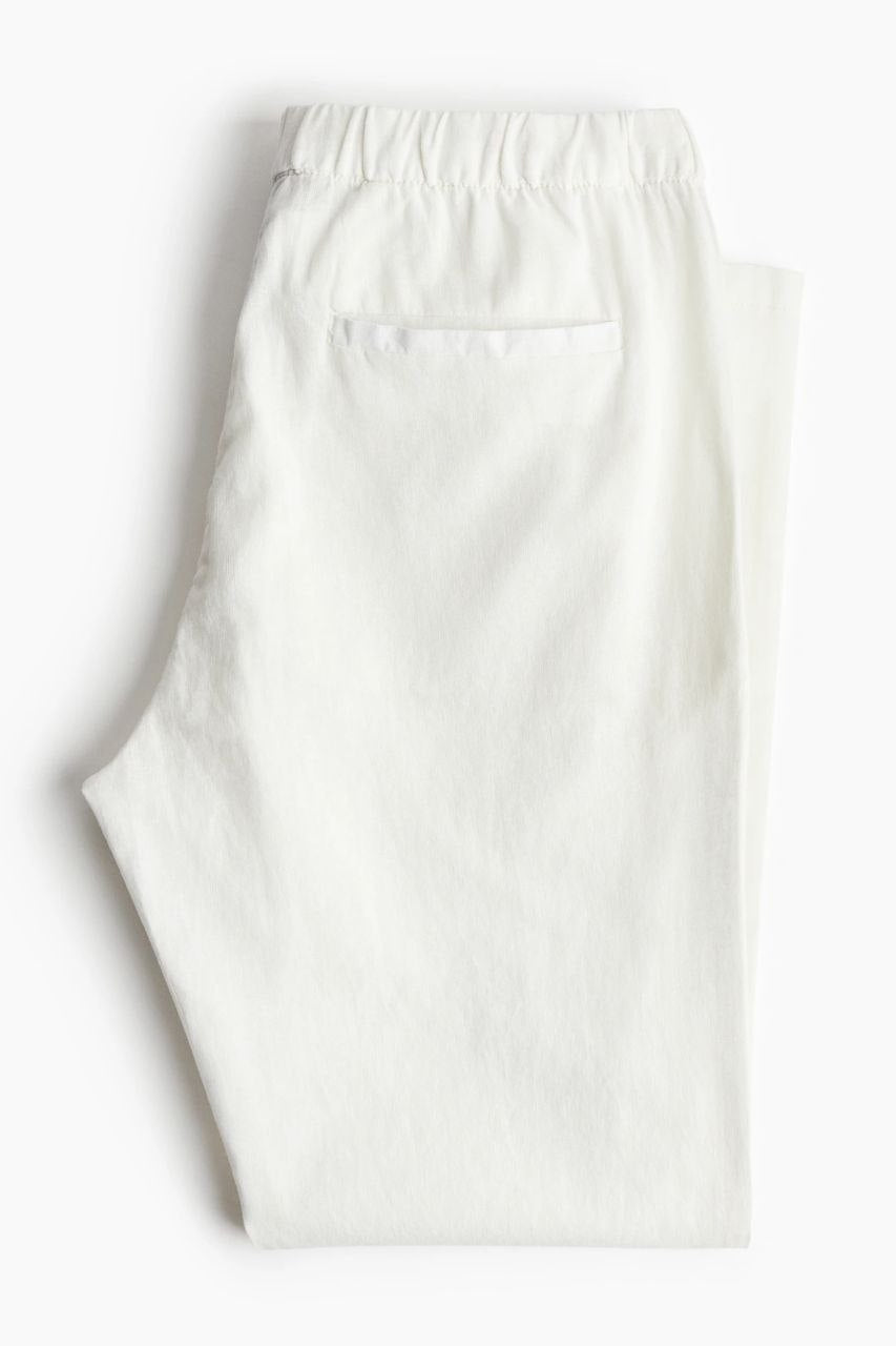 H&M | White Regular Fit Linen-blend Pants