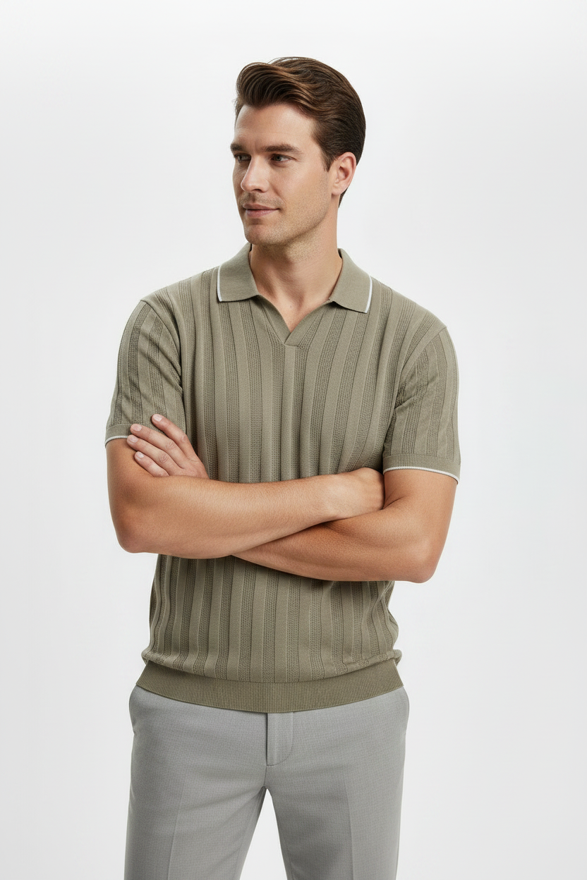 Zara knitted polo Tee - beige