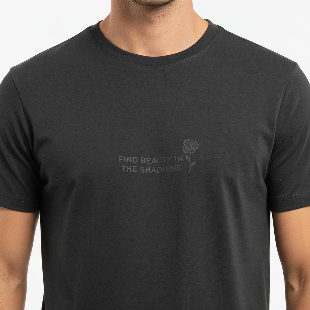 Pull&Bear T-Shirt With ''Find Beauty in the Shadowa'' Print