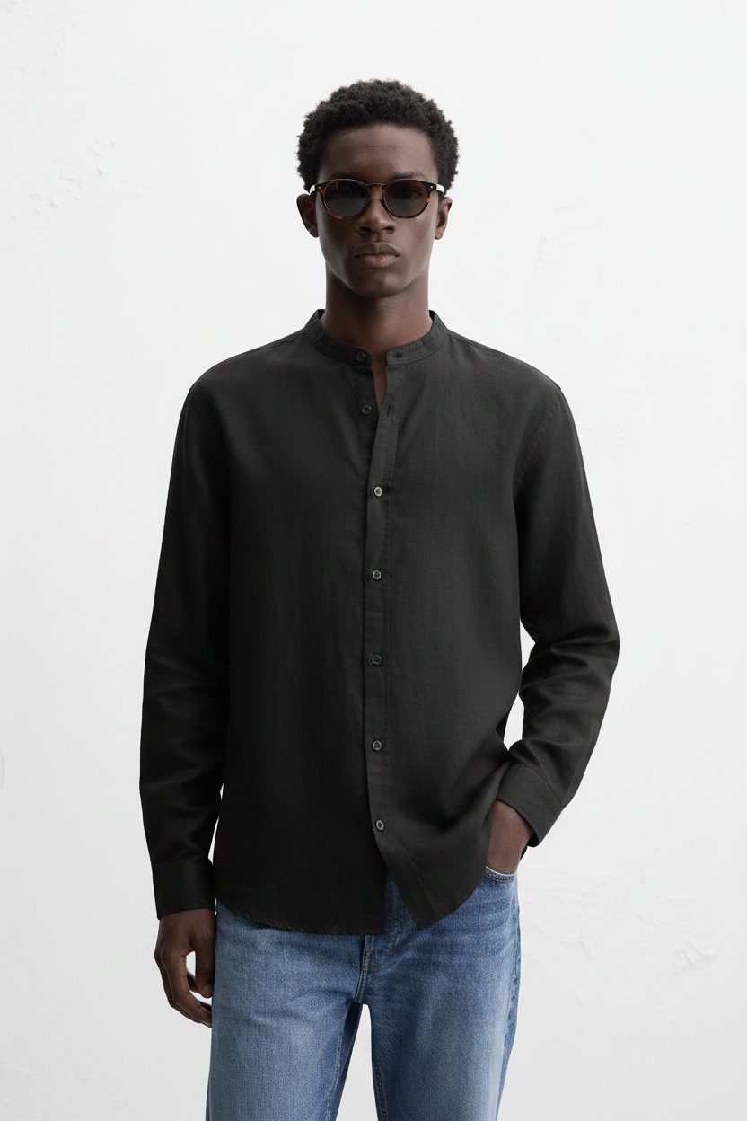 Zara mandarin collar linen shirt