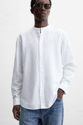 Zara mandarin collar linen shirt
