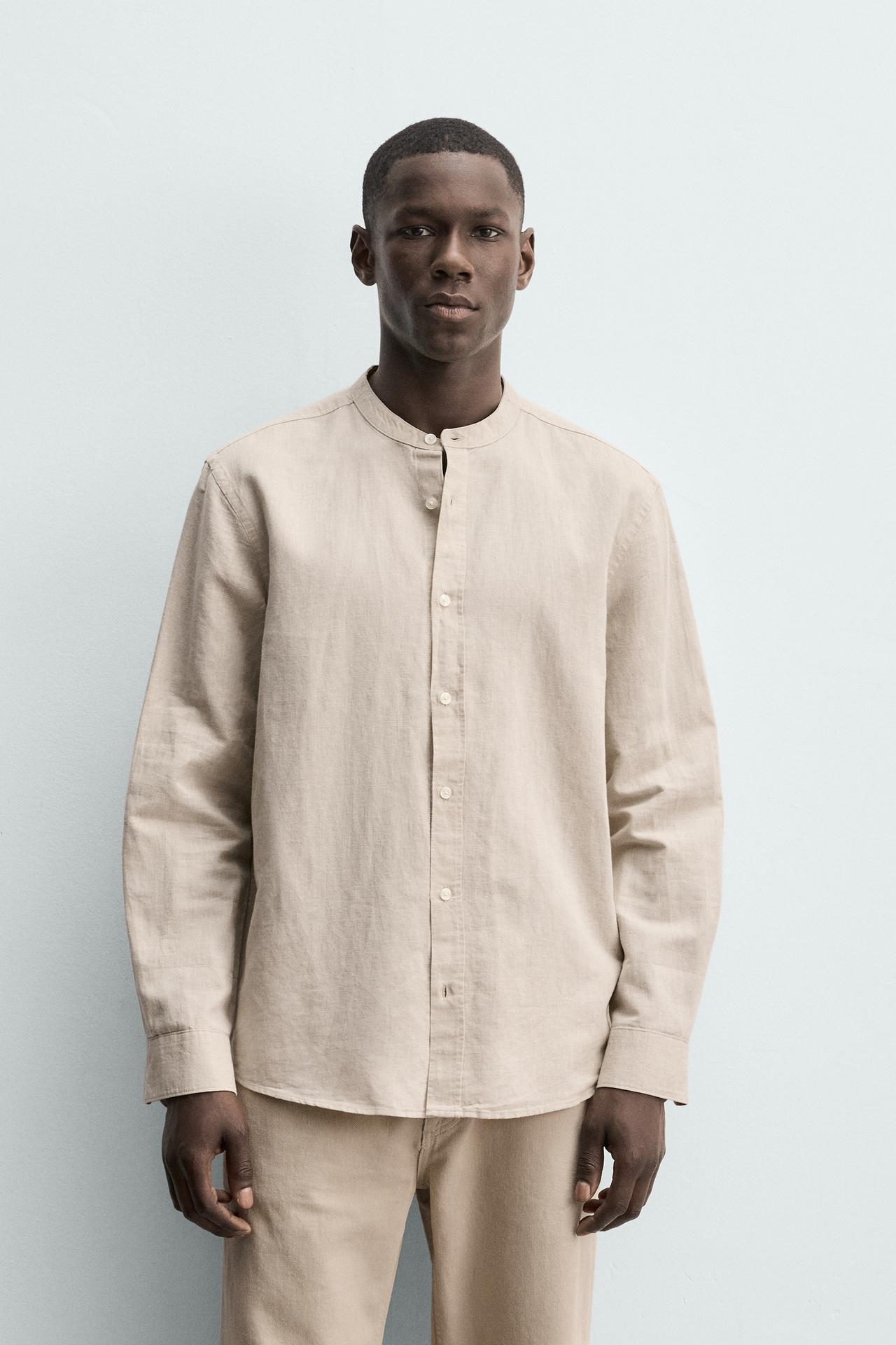 Zara mandarin collar linen shirt