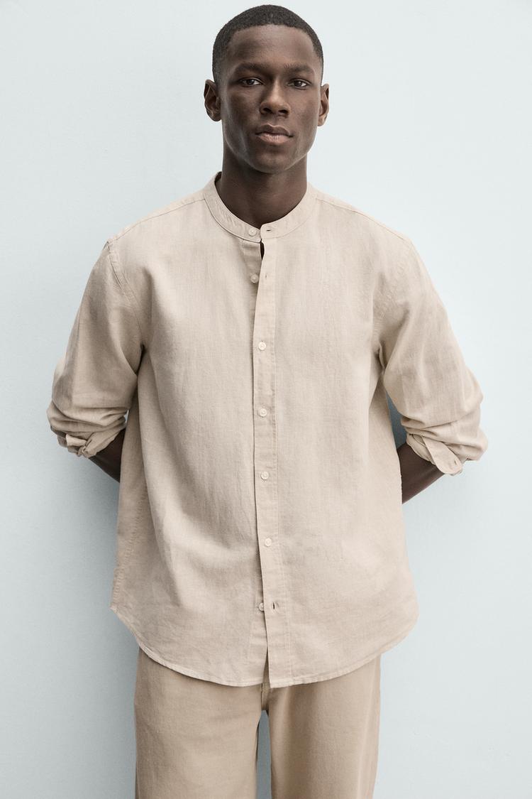 Zara mandarin collar linen shirt