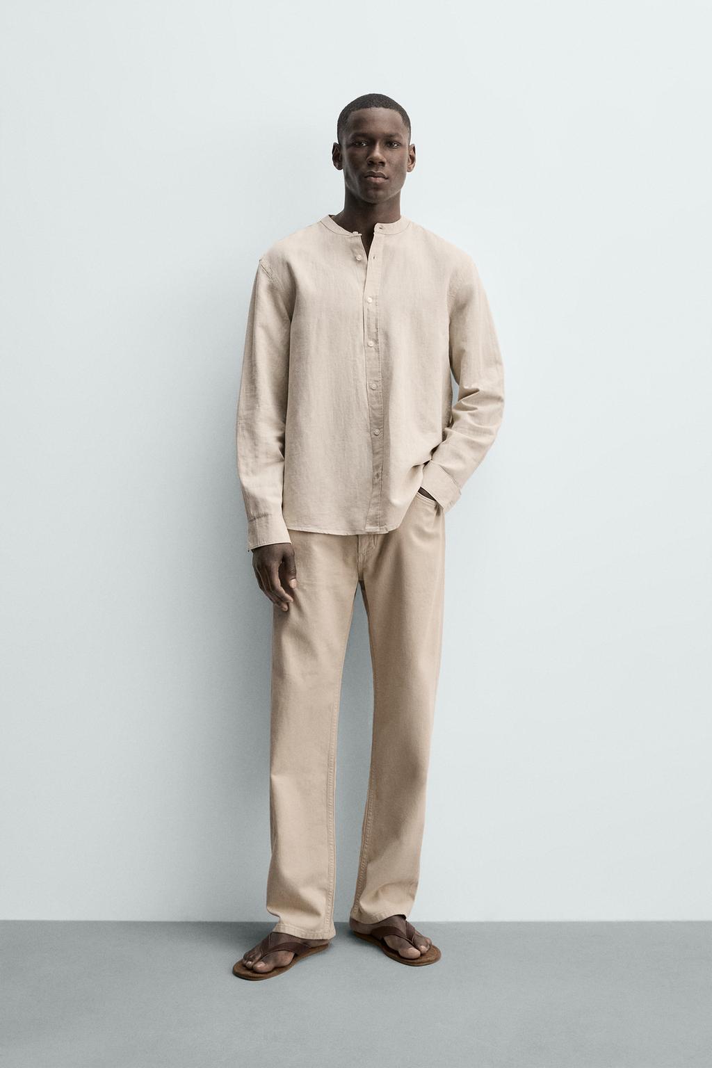 Zara mandarin collar linen shirt