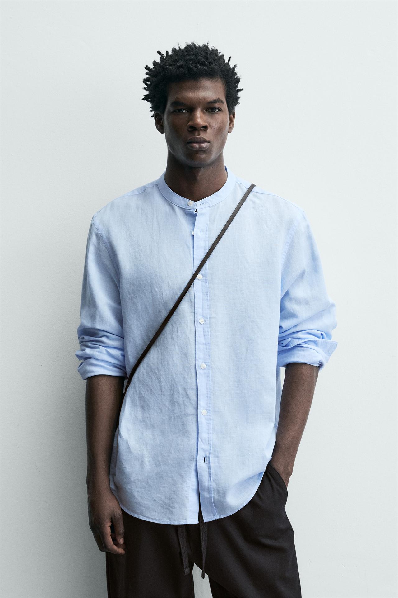 Zara mandarin collar linen shirt