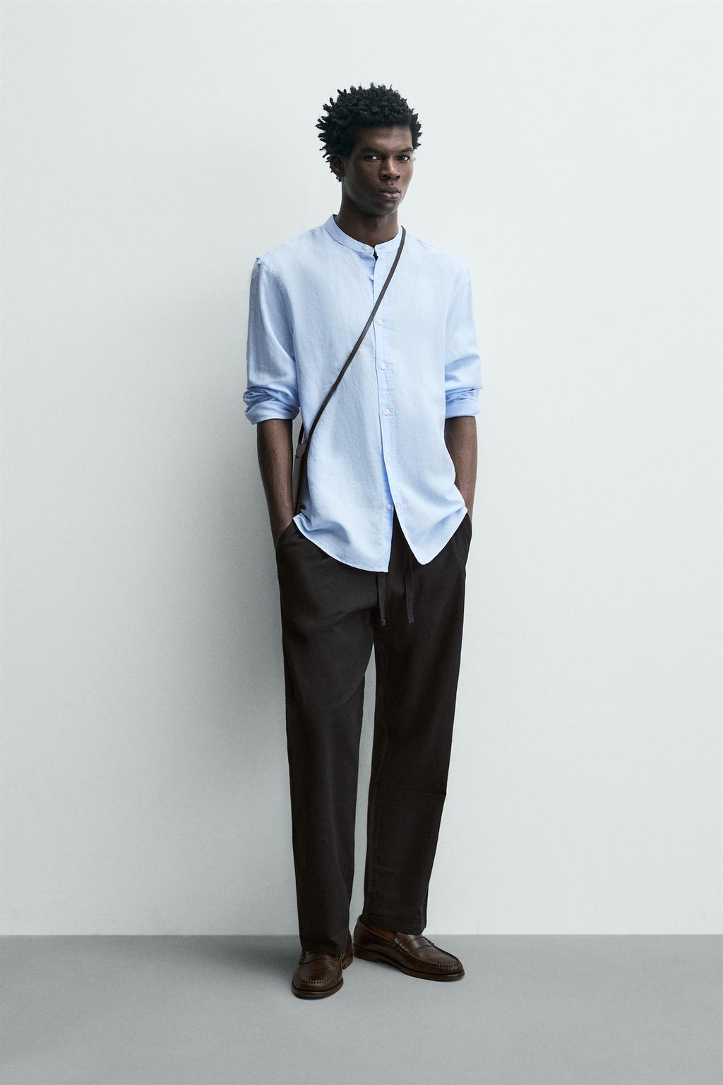 Zara mandarin collar linen shirt