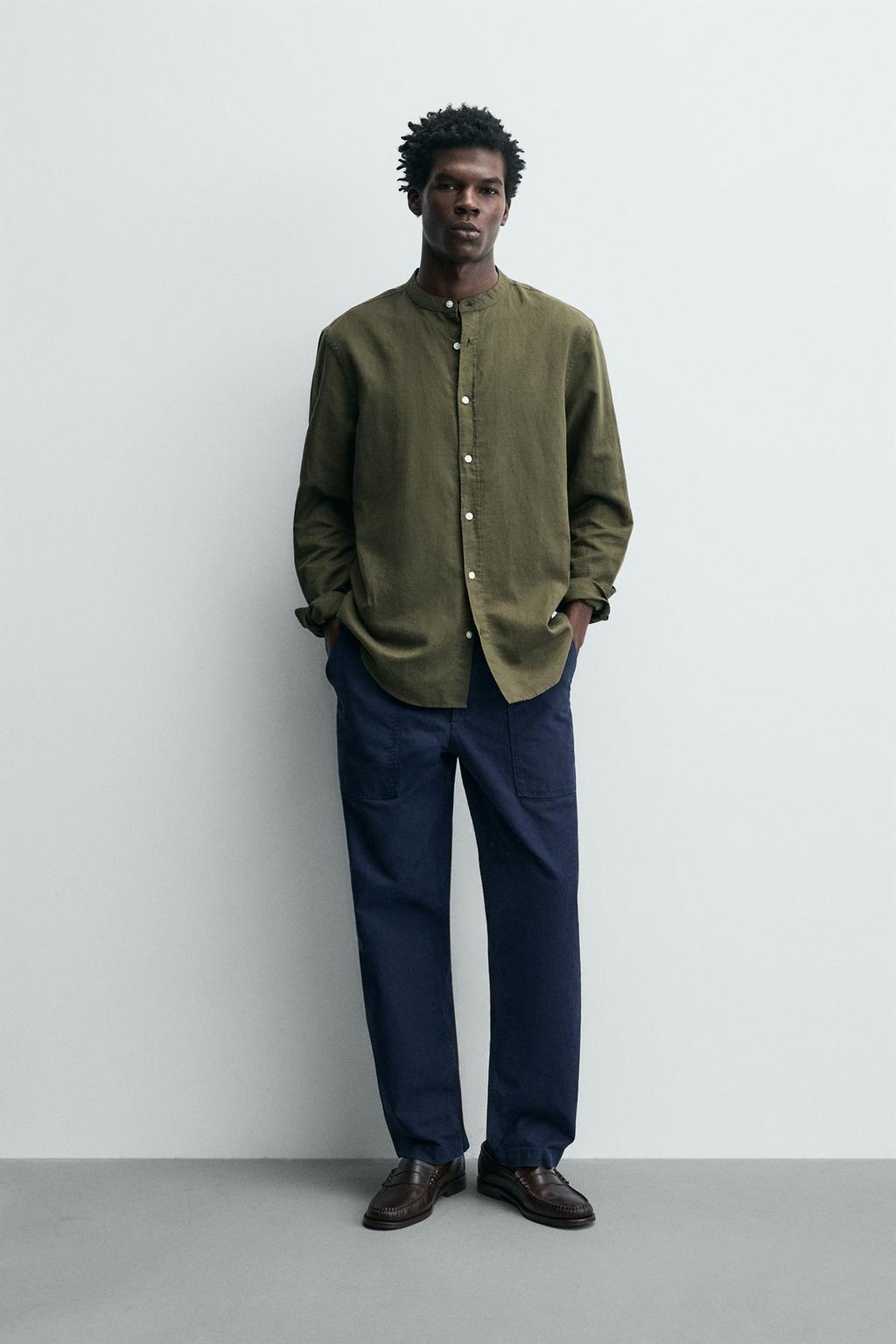 Zara mandarin collar linen shirt