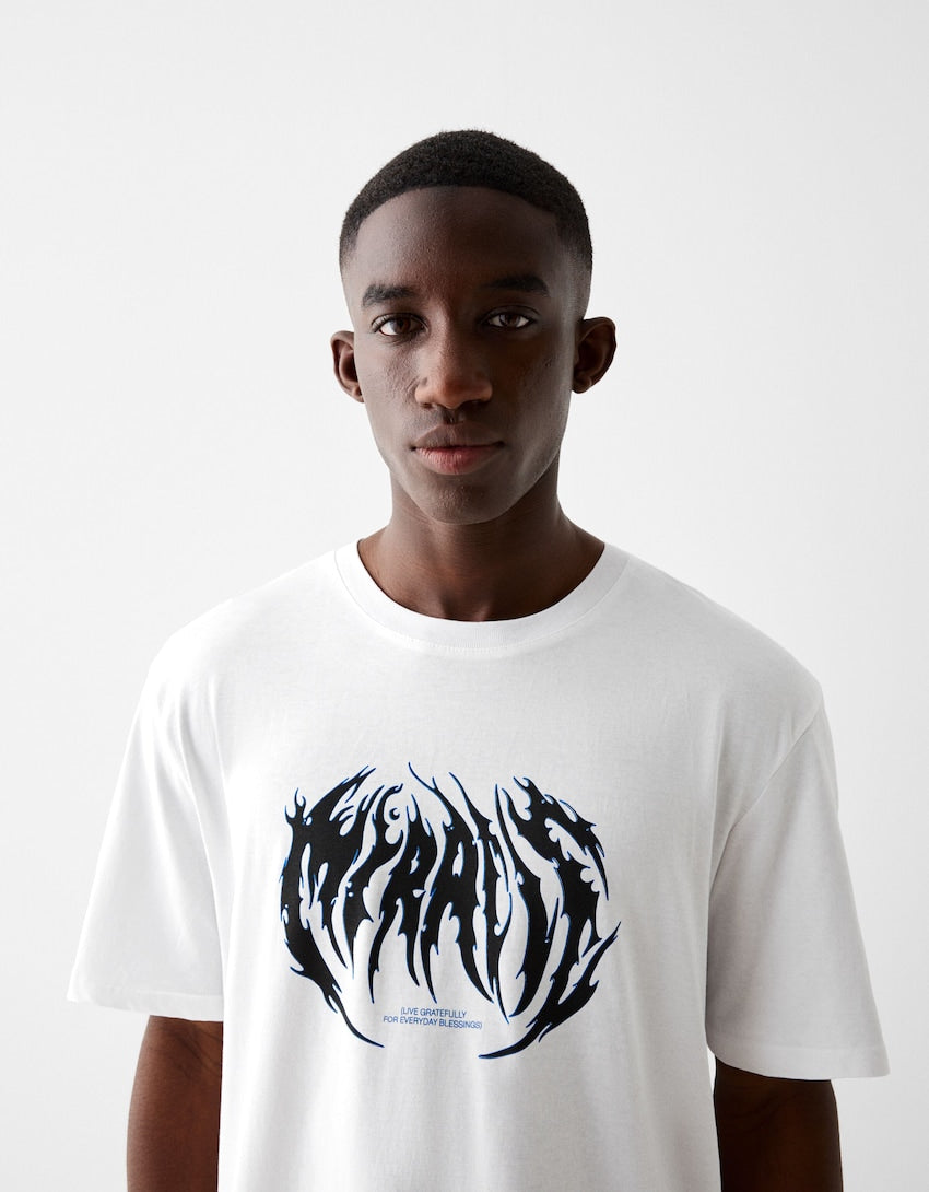 Bershka gothic front printed t-shirt