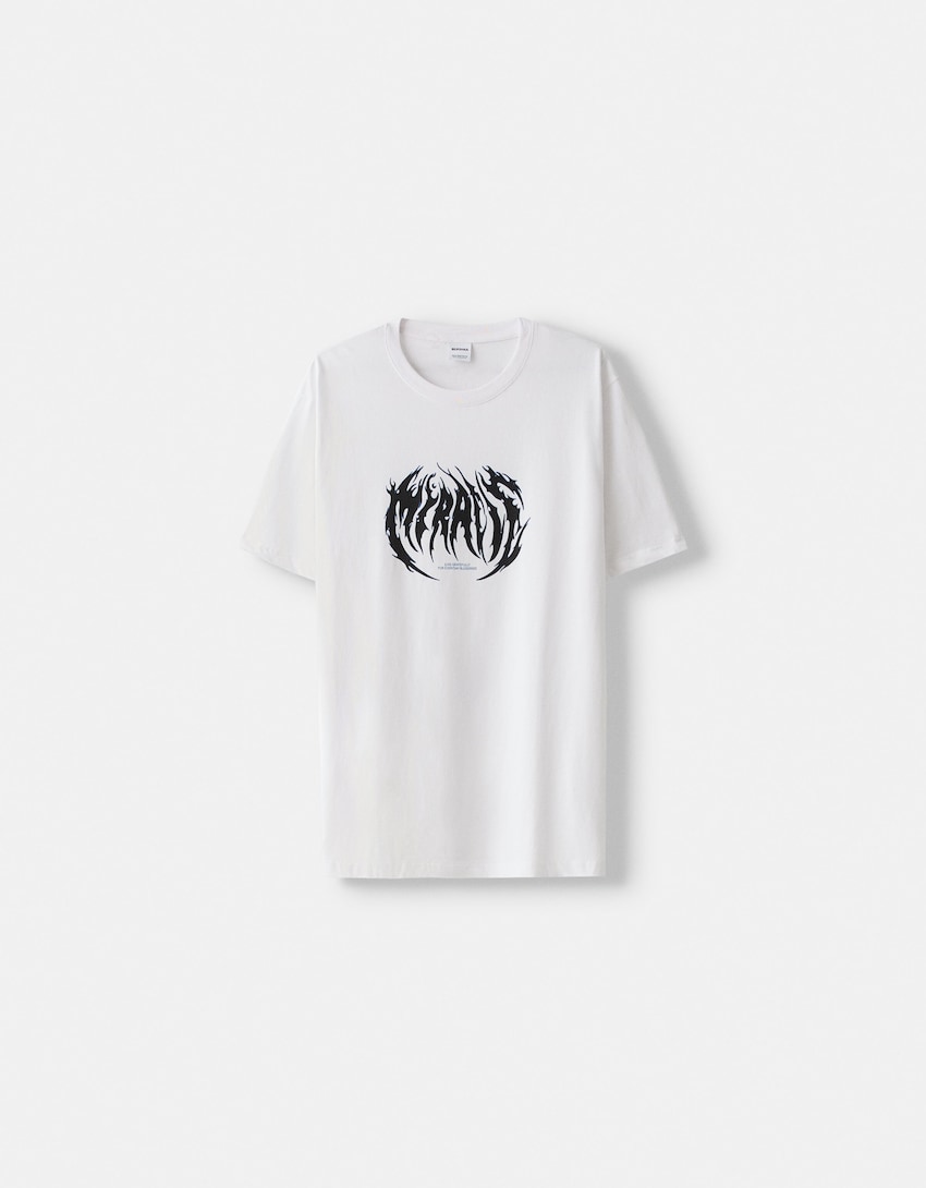 Bershka gothic front printed t-shirt