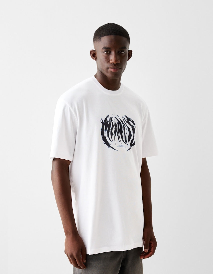 Bershka gothic front printed t-shirt