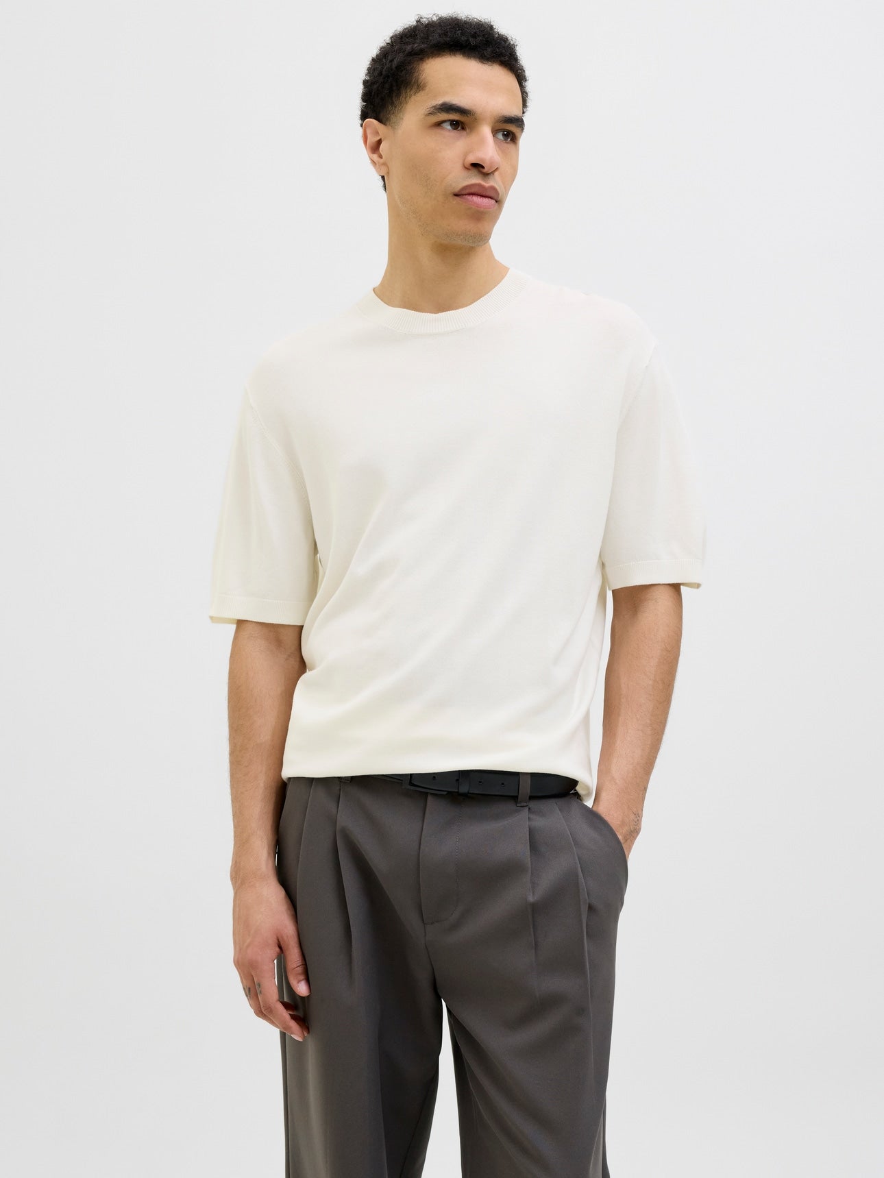 Jack&Jones-PLAIN KNITTED T-SHIRT