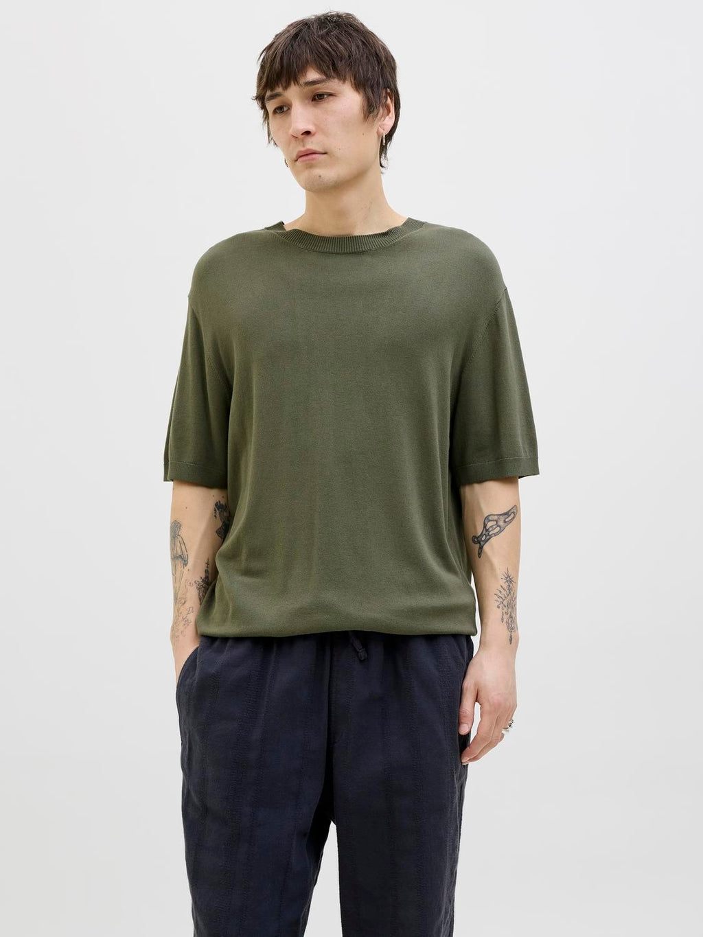 Jack&Jones-PLAIN KNITTED T-SHIRT
