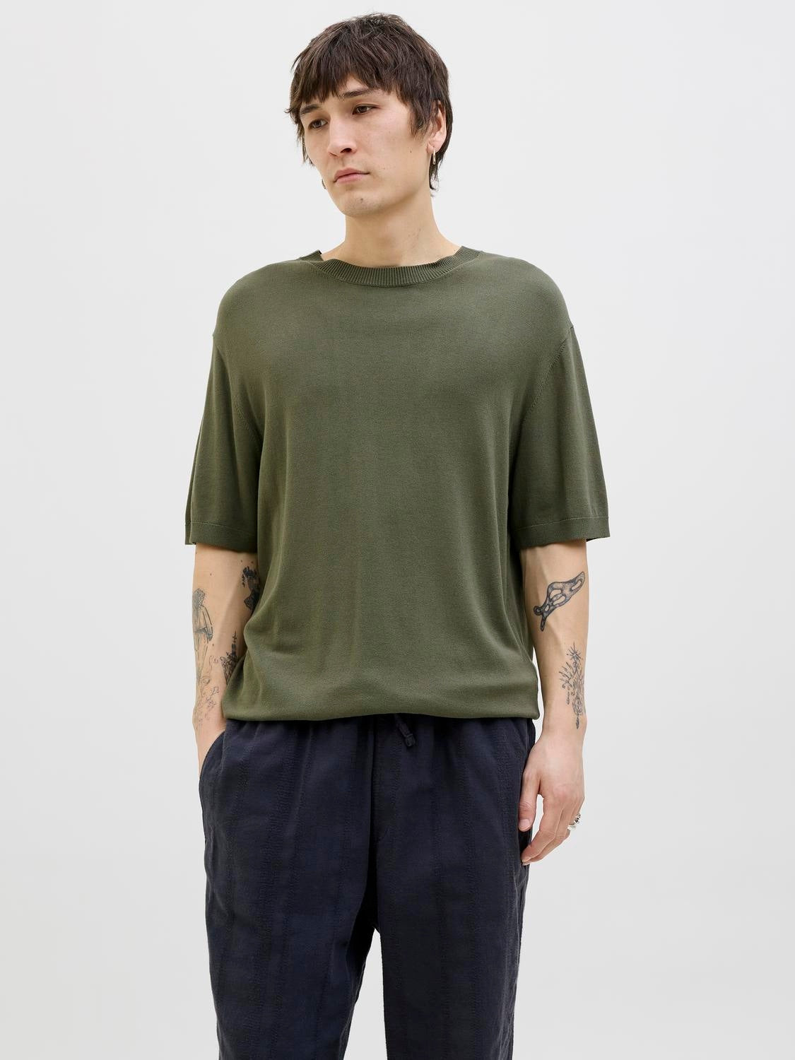 Jack&Jones-PLAIN KNITTED T-SHIRT