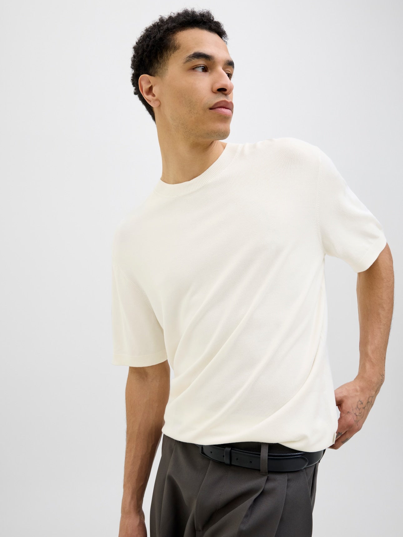 Jack&Jones-PLAIN KNITTED T-SHIRT