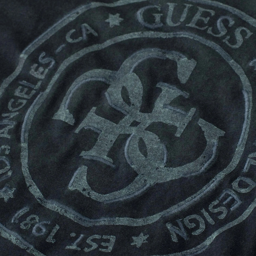 Guess regular fit t-shirt in charcoal grey featuring a front logo stamp