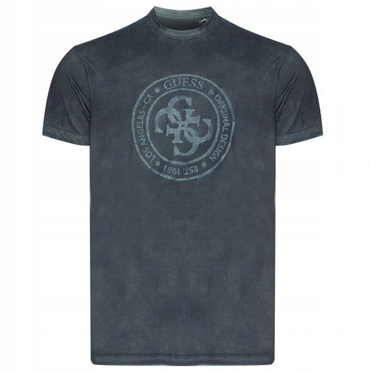 Guess regular fit t-shirt in charcoal grey featuring a front logo stamp