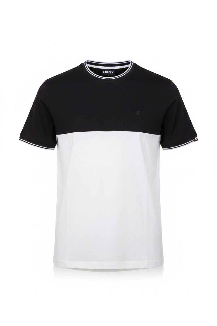 DKNY Jupiter colorblock t-shirt in black and white