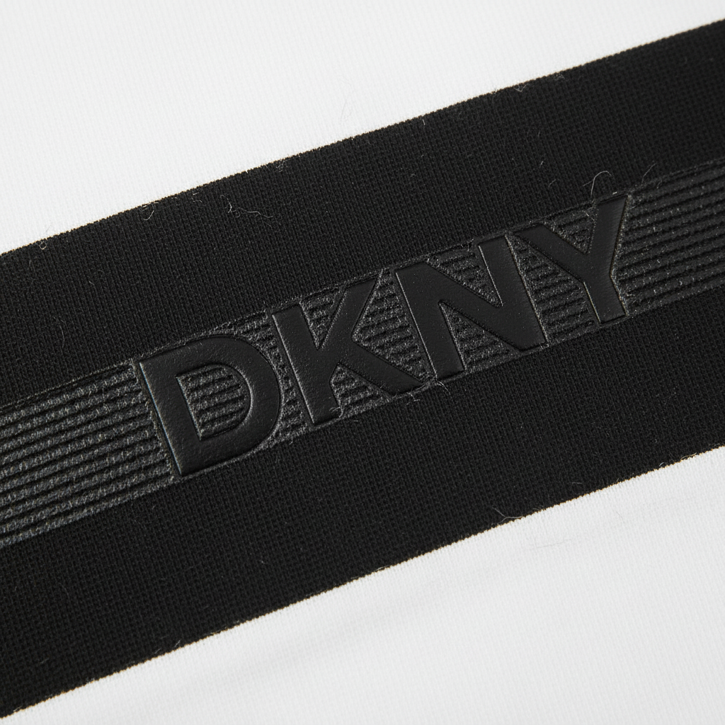 DKNY t-shirt for men with a black chest stripe and crew neck