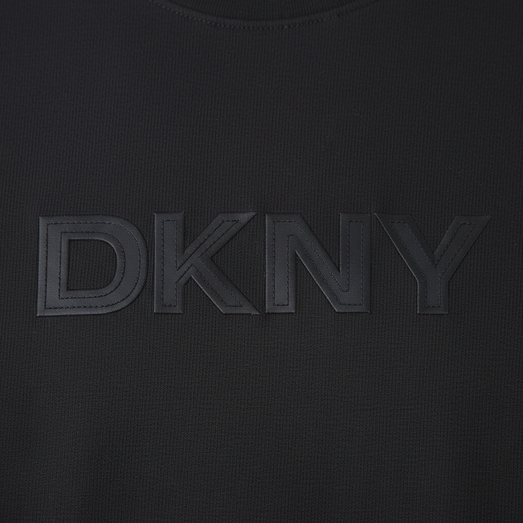 DKNY Logo Crewneck T-Shirt with a Debossed Graphic