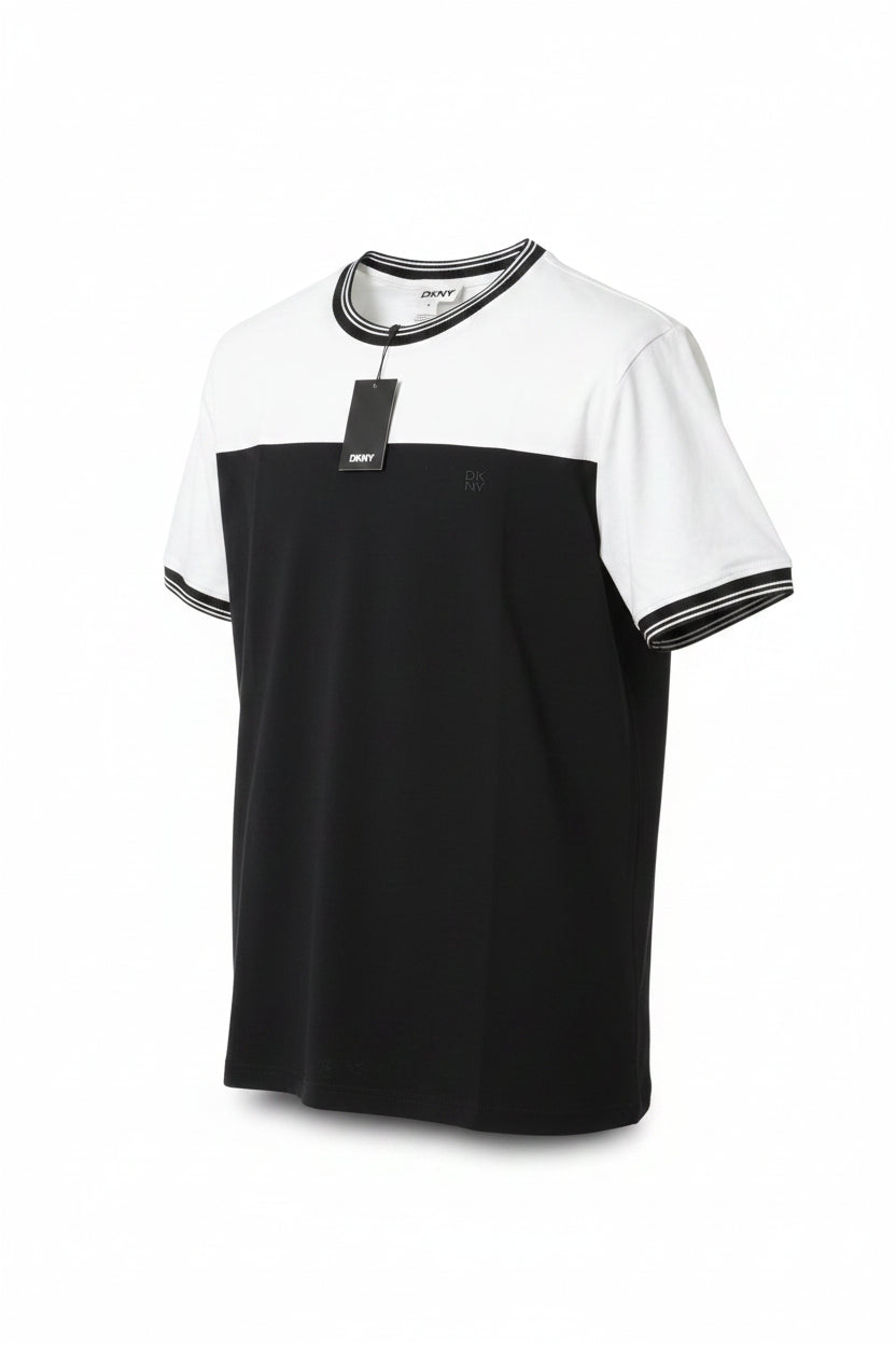 DKNY Jupiter colorblock t-shirt in white and black