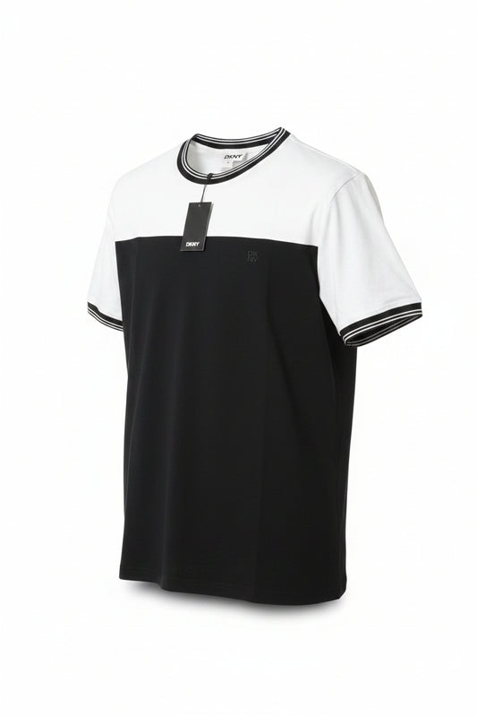 DKNY Jupiter colorblock t-shirt in white and black