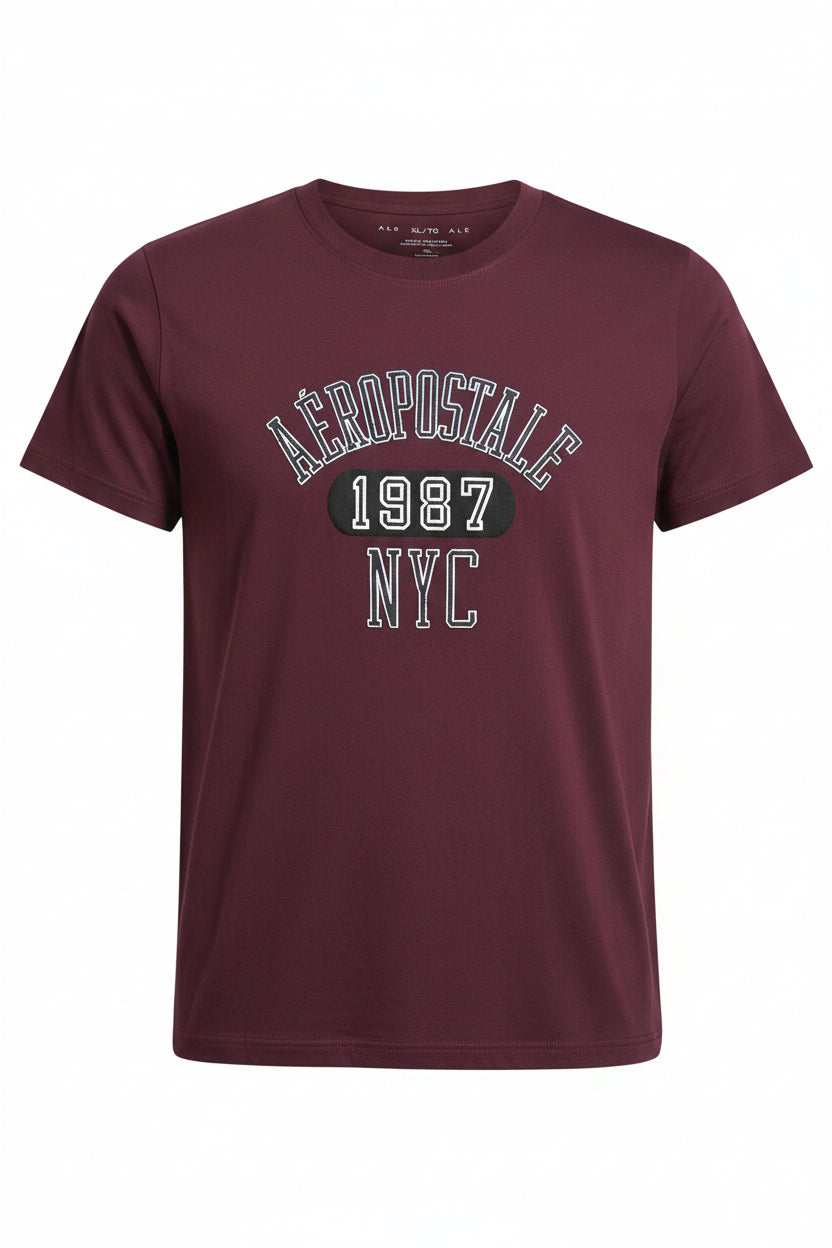 Aéropostale "NY 87" Burgundy Graphic T-Shirt