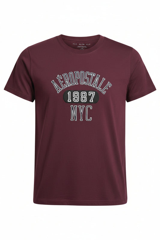 Aéropostale "NY 87" Burgundy Graphic T-Shirt