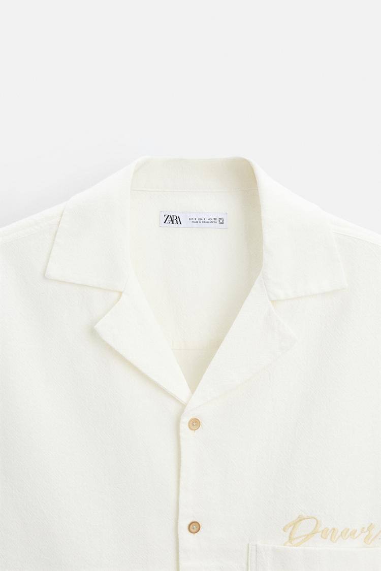 zara linen short sleeve boxyfit shirt