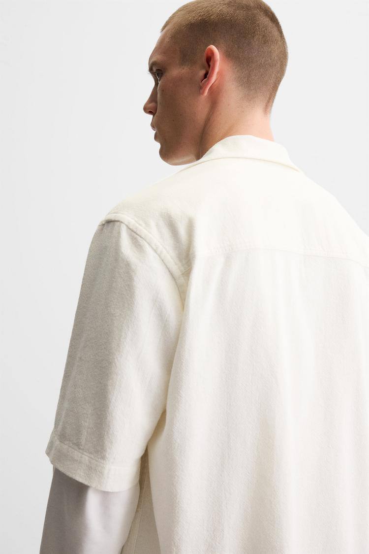zara linen short sleeve boxyfit shirt