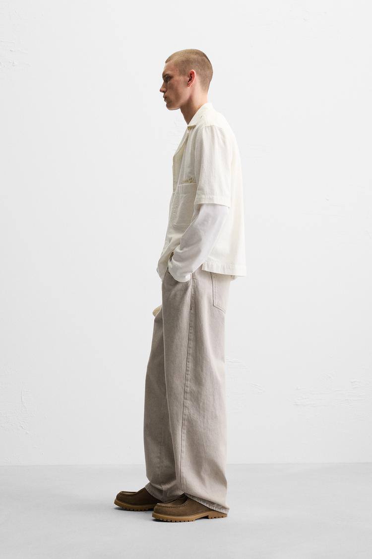 zara linen short sleeve boxyfit shirt