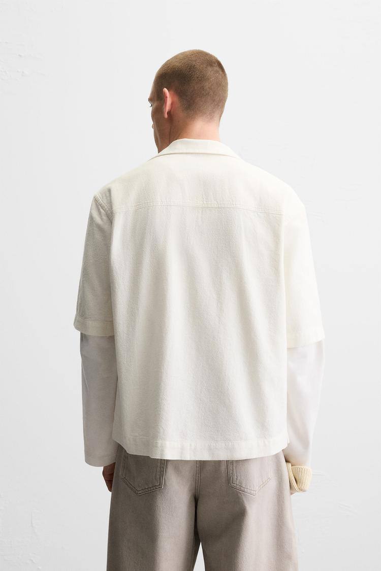 zara linen short sleeve boxyfit shirt