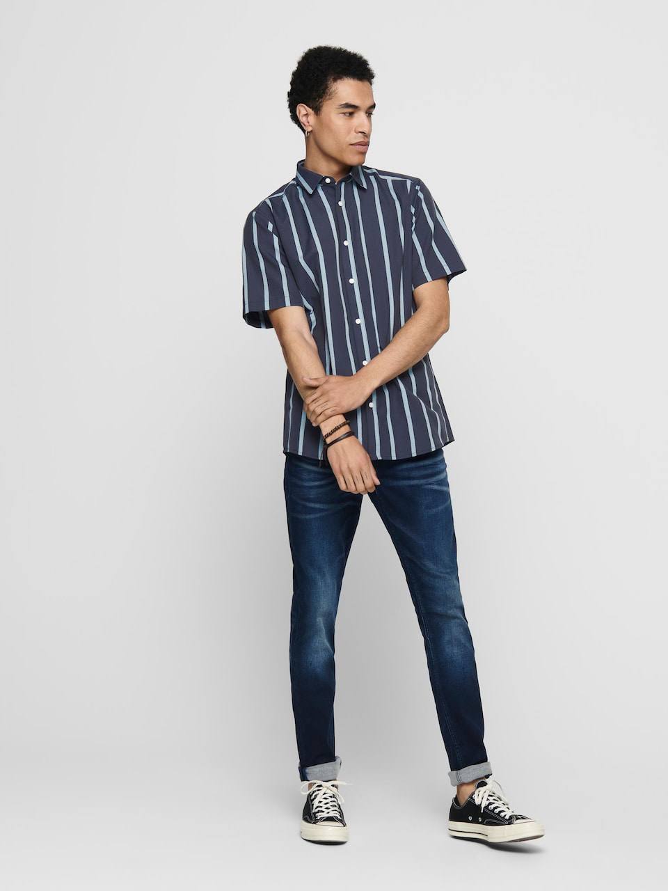 Only&Sons striped short sleeve shirt - slim fit