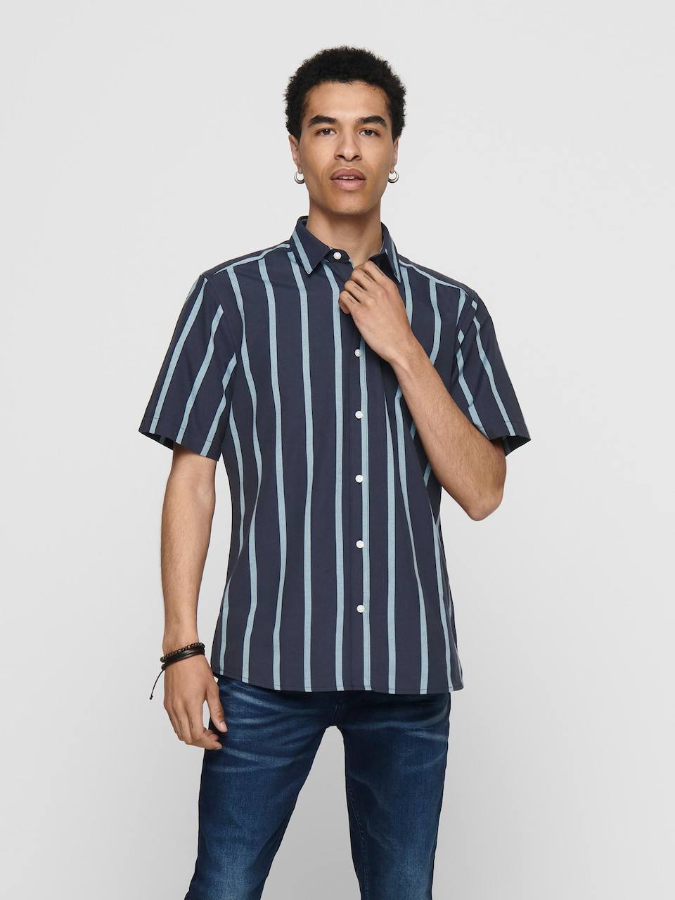 Only&Sons striped short sleeve shirt - slim fit