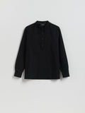 Reserved black regular fit shirt with a stand-up collar and long buttoned cuffs