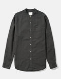 American Eagle linen blend band collar shirt in a solid charcoal gray color