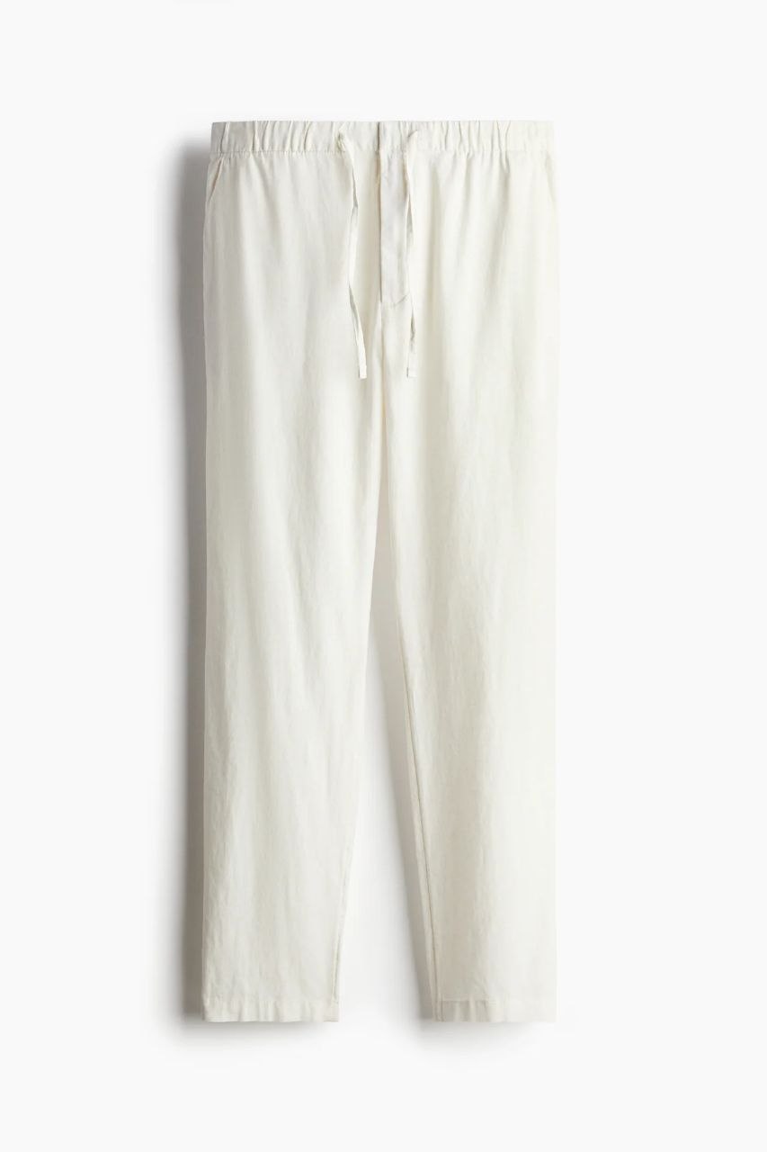 H&M | White Regular Fit Linen-blend Pants