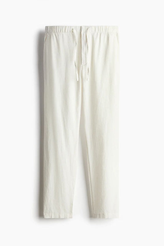 H&M | White Regular Fit Linen-blend Pants