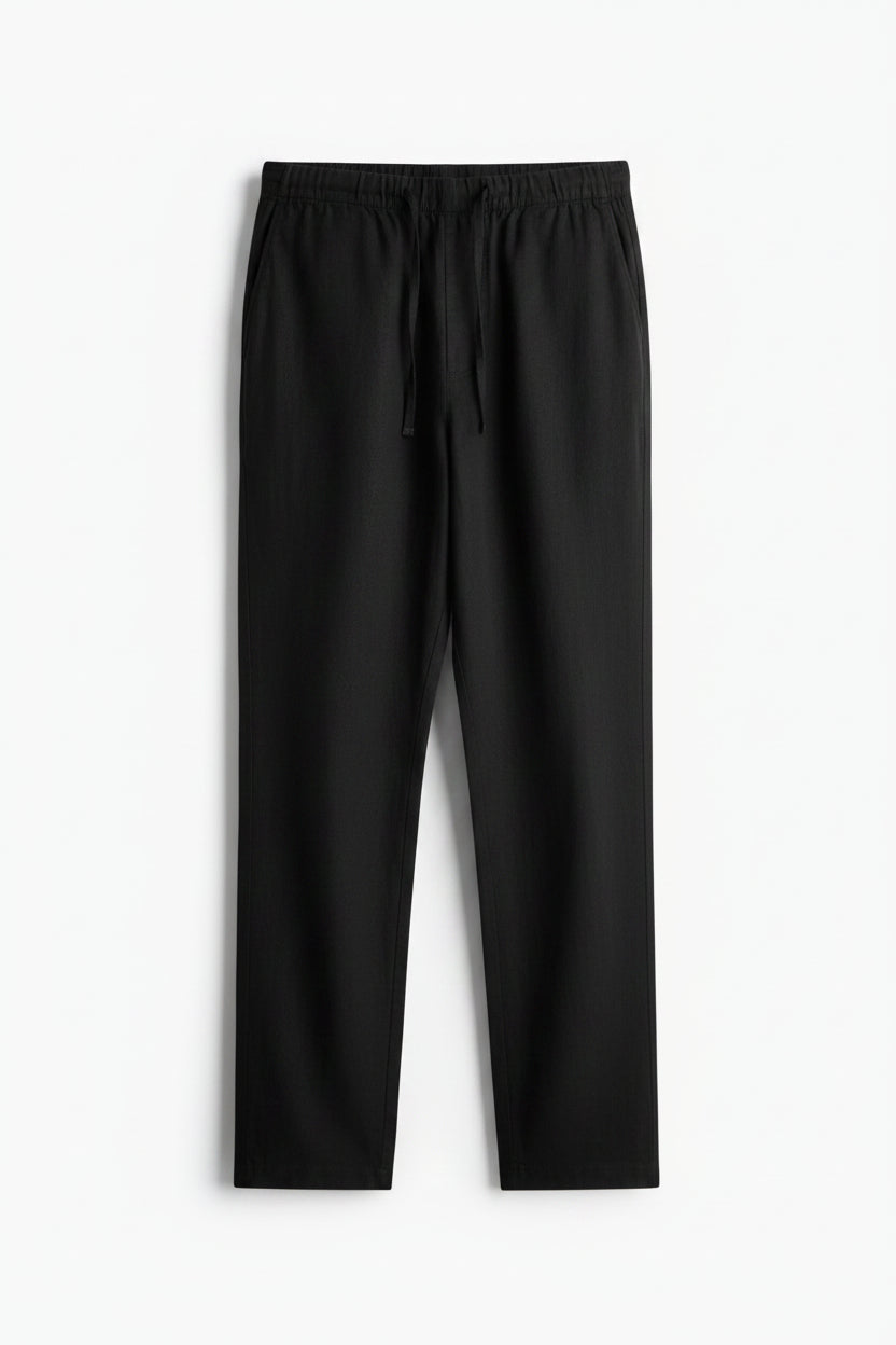 H&M | Black Regular Fit Linen-blend Pants
