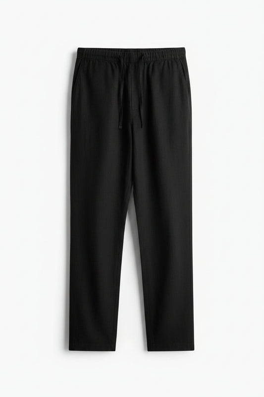 H&M | Black Regular Fit Linen-blend Pants