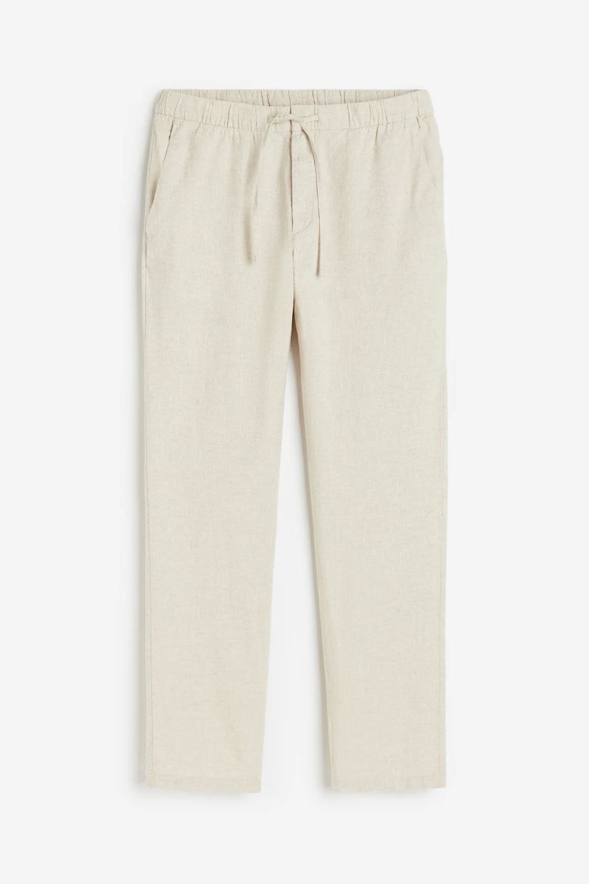 H&M | Cream Regular Fit Linen-blend Pants