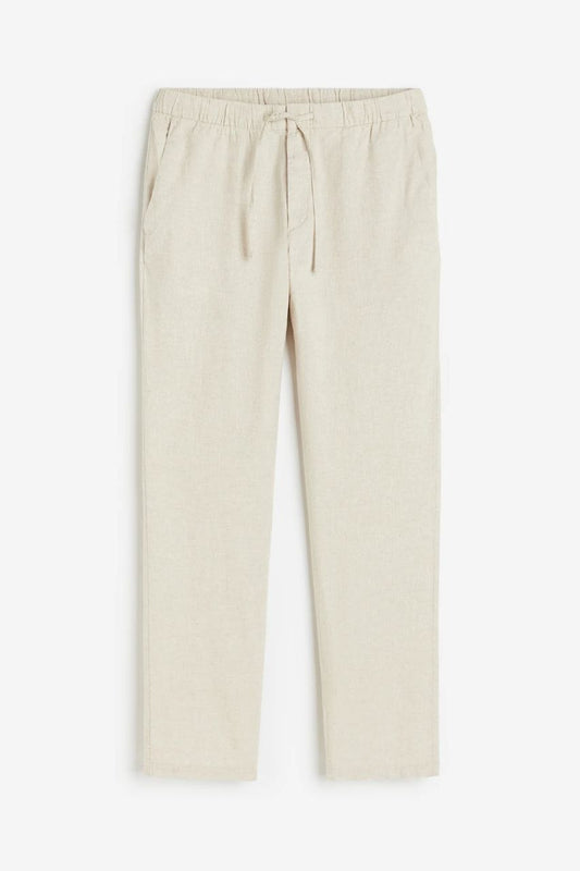 H&M | Cream Regular Fit Linen-blend Pants
