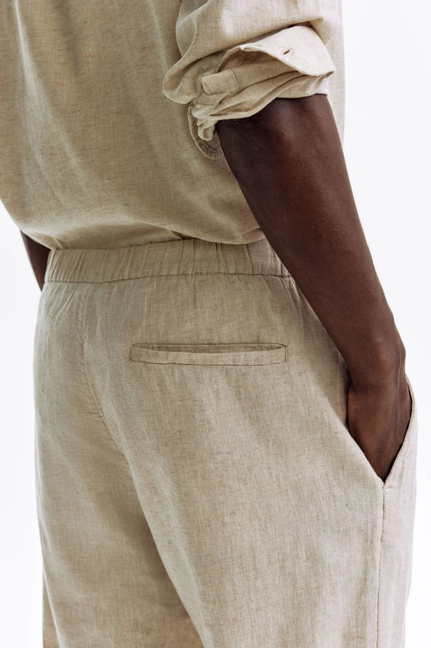 H&M | Cream Regular Fit Linen-blend Pants