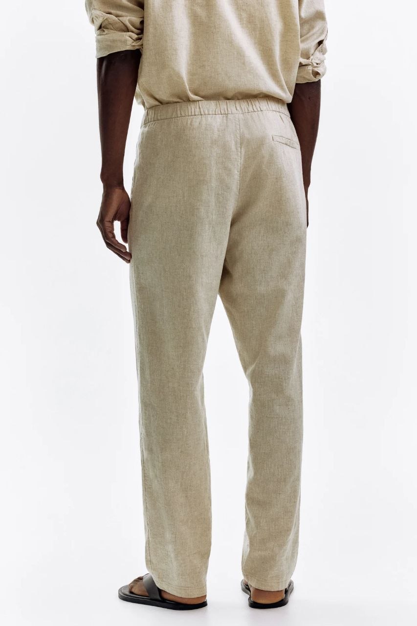 H&M | Cream Regular Fit Linen-blend Pants