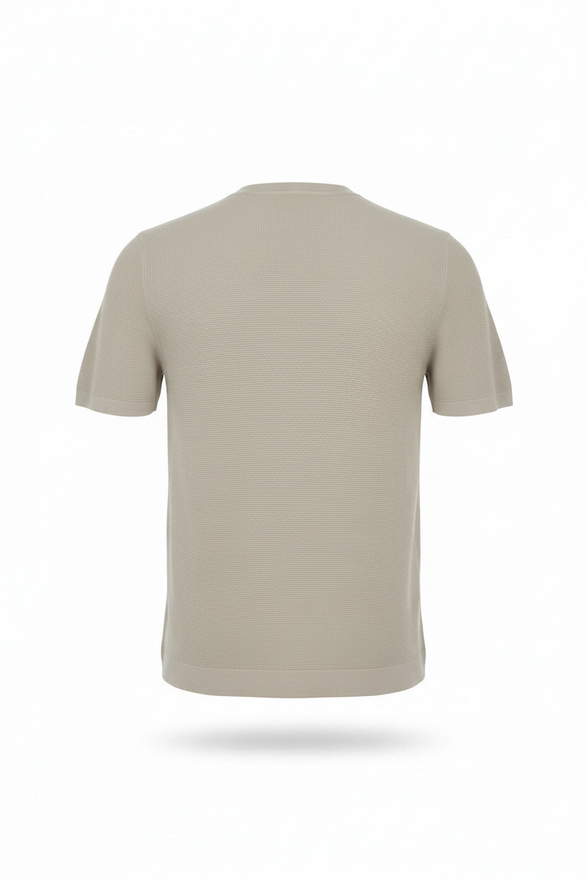 Zara Beige Crew Neck Tetured Knite Short Sleeve T-Shirt
