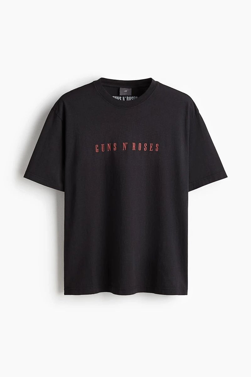 H&M Loose Fit Vintage-look printed T-shirt in black