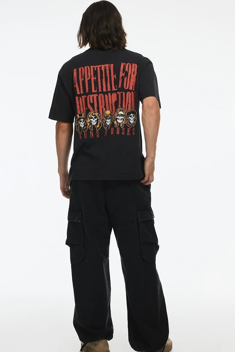 H&M Loose Fit Vintage-look printed T-shirt in black