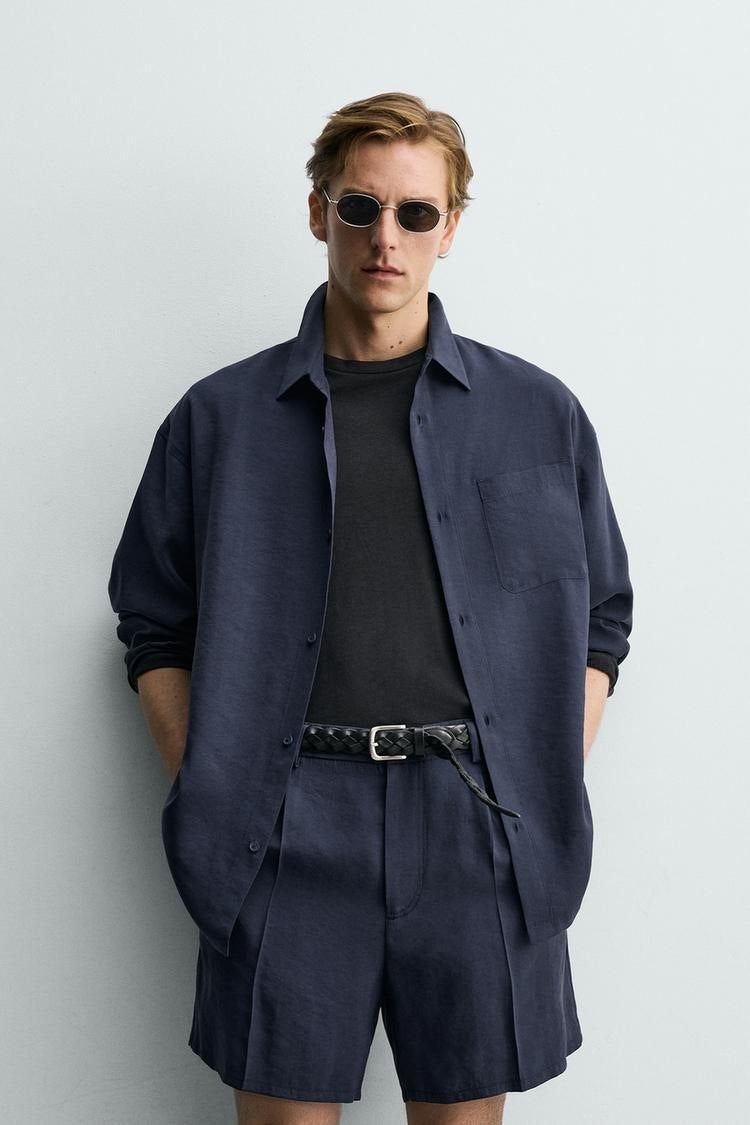 Zara oxford navy blue shirt | Relaxed fit