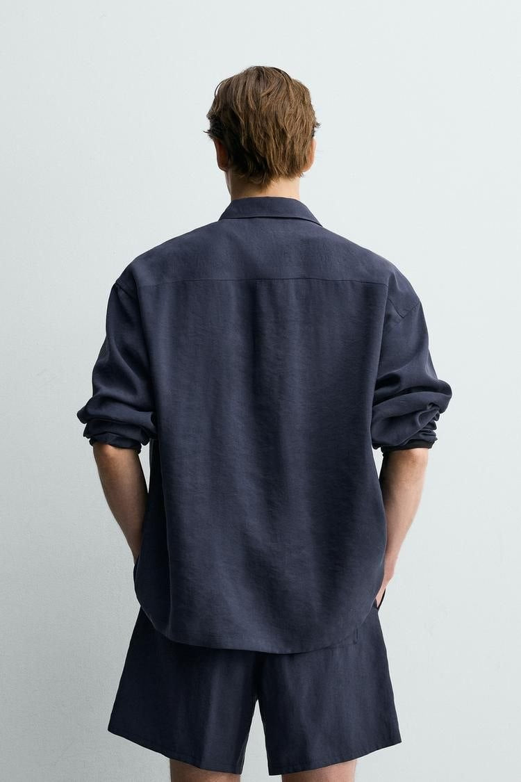 Zara oxford navy blue shirt | Relaxed fit