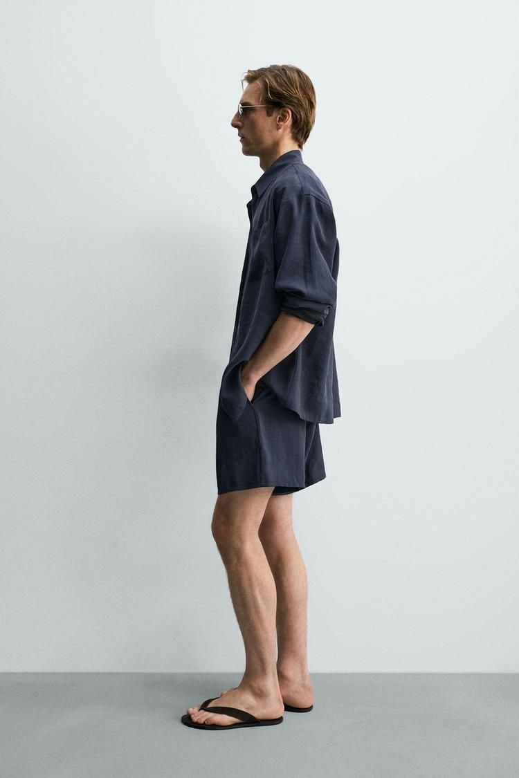 Zara oxford navy blue shirt | Relaxed fit
