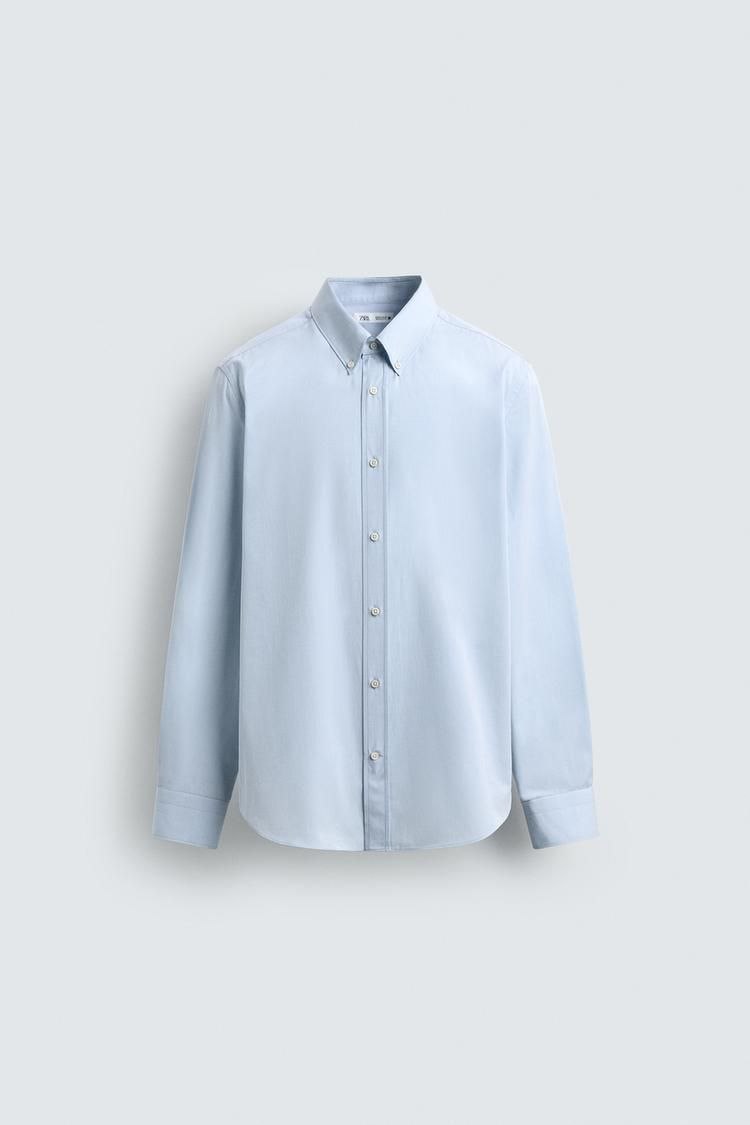 Zara Sky Blue Slim Fit Shirt